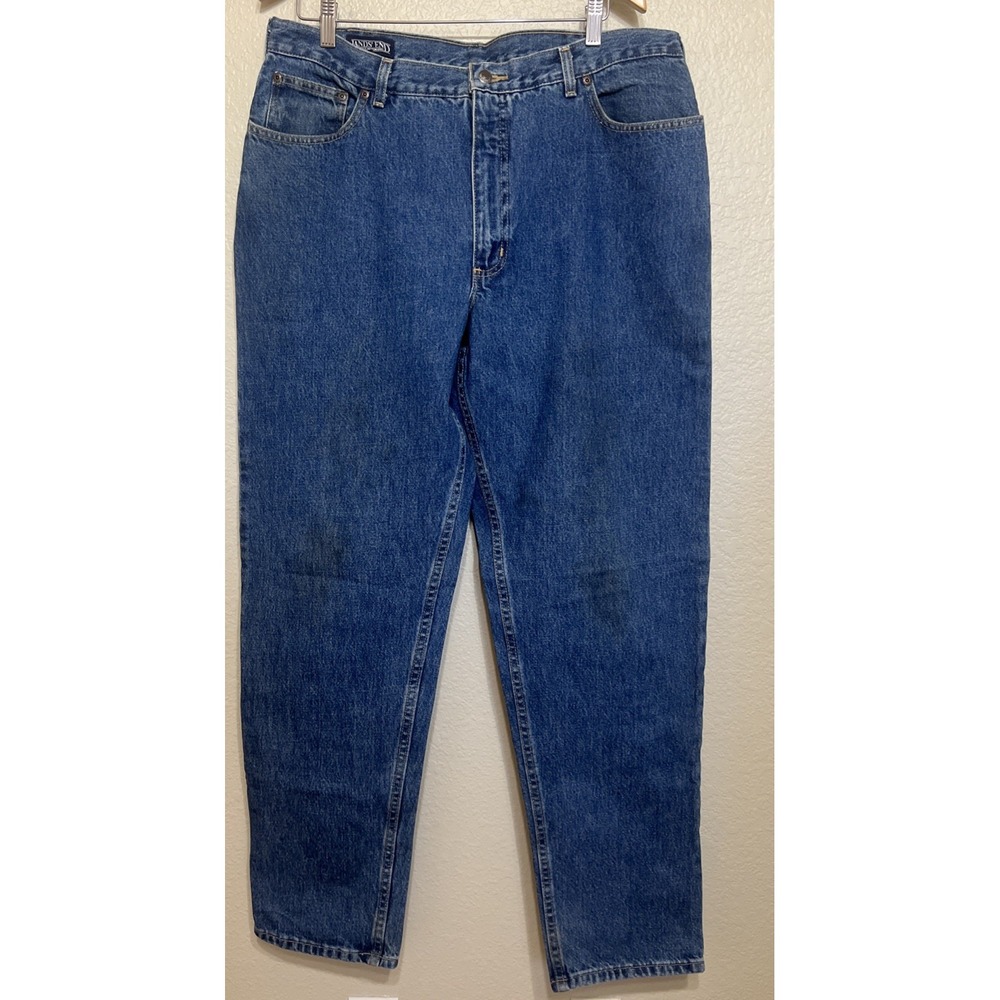Vintage Lands End Square Rigger Mens Denim Blue Jeans Size 38 (38/34)
